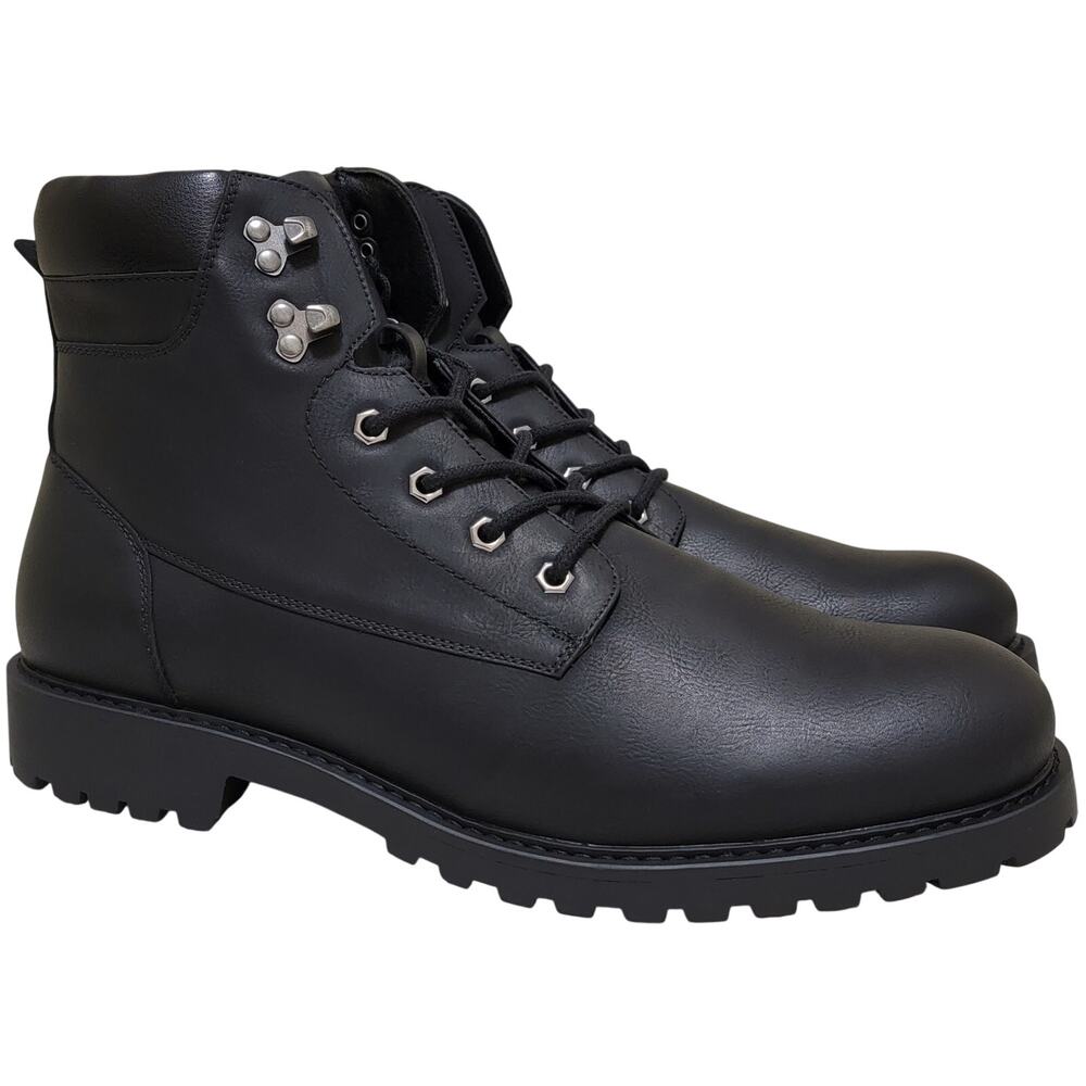 Vance Co Men Rogue Combat Work Ankle Boots Size US 13 Black Faux Leather